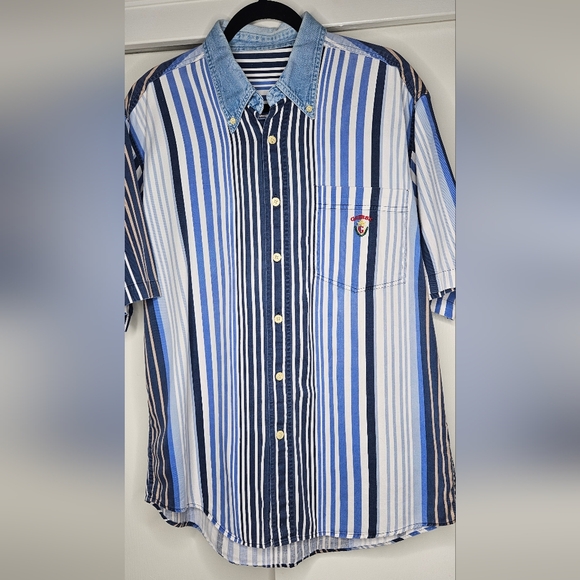 90s VTG GUESS Jeans Striped Button Up Shirt Men's Sz XL - Picture 6 of 8